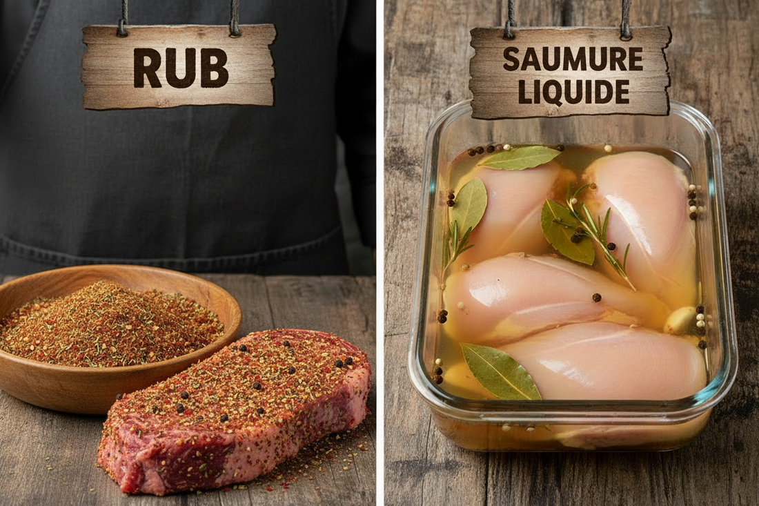 Quelle est la différence entre une saumure liquide et un rub ?